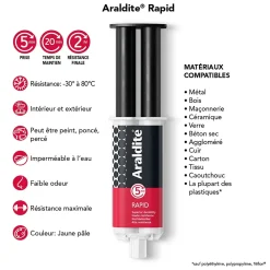 Araldite Colle haute performance epoxy à prise rapide matériaux 24 ml