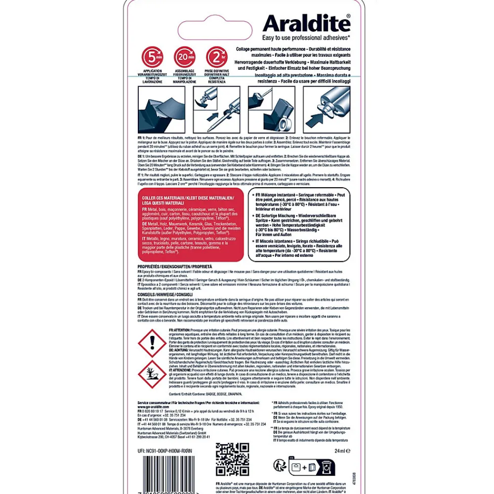 Araldite Colle haute performance epoxy à prise rapide matériaux 24 ml