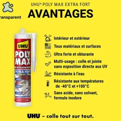 UHU Colle mastic extra forte express invisible 300g