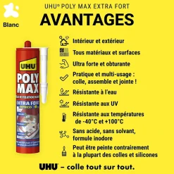 UHU Colle mastic extra forte express blanc 425g