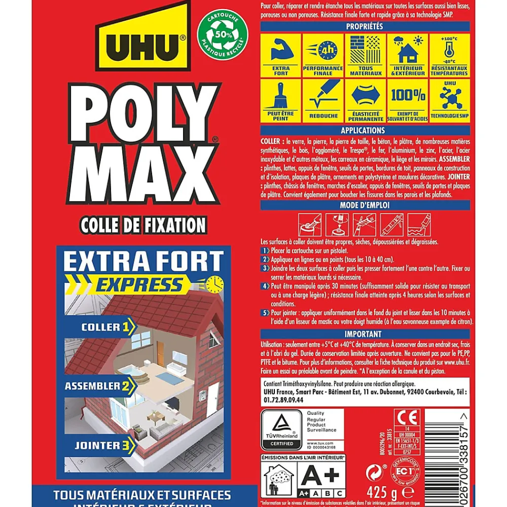 UHU Colle mastic extra forte express blanc 425g