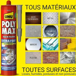 UHU Colle-Colle mastic extra forte Poly max gris 425g