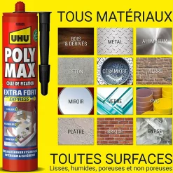 UHU Colle mastic extra forte Poly max noir 425g