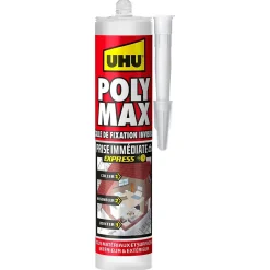 UHU Colle mastic prise immédiate express invisible cartouche 300g