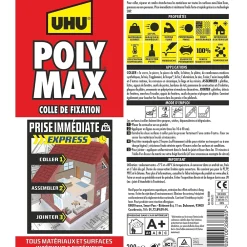 UHU Colle mastic prise immédiate express invisible cartouche 300g