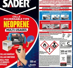 Sader Colle-Colle Multi-usages Pulvérisable type Néoprène Aérosol 500 ml