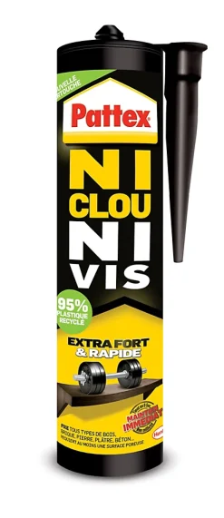 Pattex Colle Ni Clou Ni Vis extra fort et rapide cartouche 380g