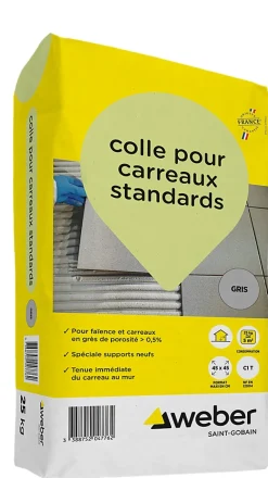 Weber Saint-Gobain Colle Carrelage-Colle pour carreaux standards gris Weber 25kg