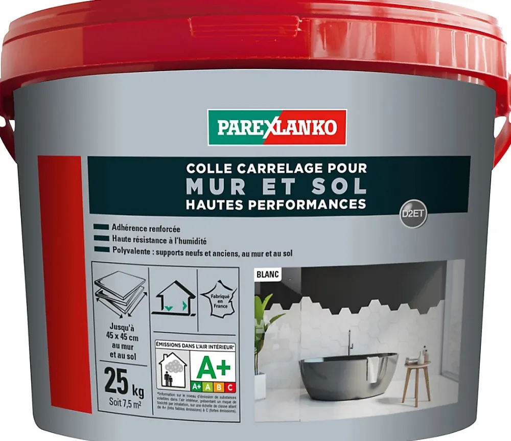 Parexlanko Colle Carrelage-Colle pour carrelage mur et sol intérieur hautes performances blanc 25 kg
