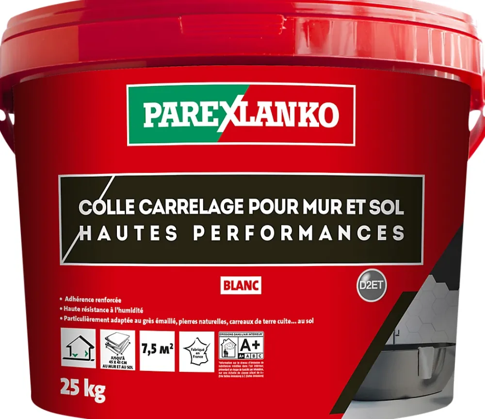 Parexlanko Colle Carrelage-Colle pour carrelage mur et sol intérieur hautes performances blanc 25 kg