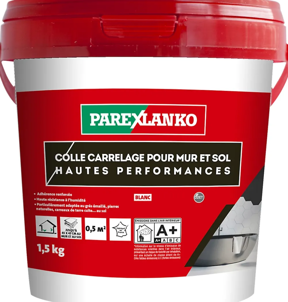 Parexlanko Colle pour carrelage mur et sol intérieur hautes performances blanc 1,5 kg