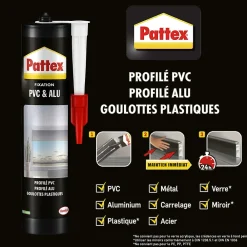Pattex Colle pour fixation sur PVC et alu cartouche 450g