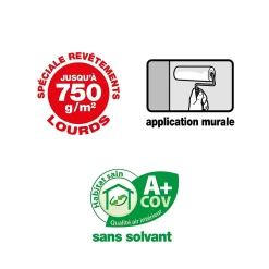 Quelyd Colle Papier Peint-Colle pour revêtements lisses de rénovations lourds (jusqu'à 750g/m²) pâte 10kg