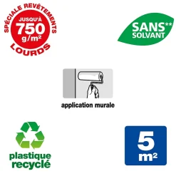 Quelyd Colle Papier Peint-Colle pour revêtements lisses de rénovations lourds (jusqu'à 750g/m²) pâte 1kg