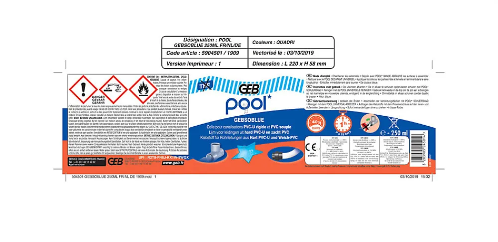 Geb Colle PVC spéciale piscine POOL 250ml