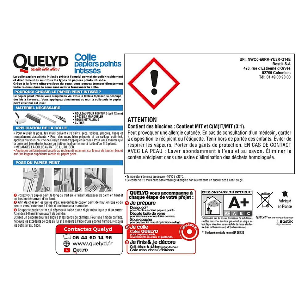 Quelyd Colle Papier Peint-Colle pour papier peint intissé doseur intégré 3kg