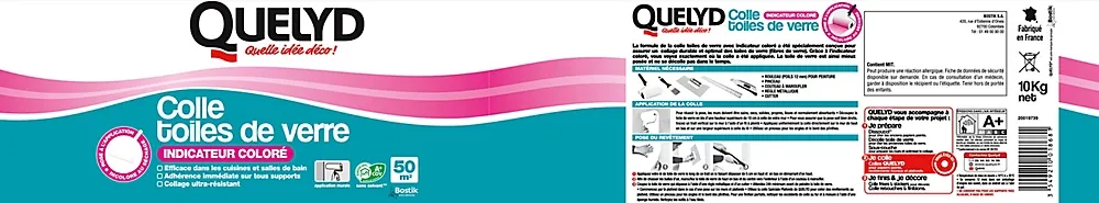 Quelyd Colle Papier Peint-Colle toile de verre pâte avec indicateur coloré 10kg