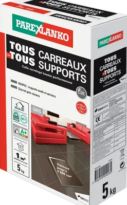 Parexlanko Colle Carrelage-Colle tous carreaux tous supports Gris 5kg