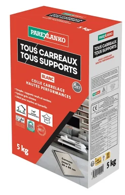 Parexlanko Colle Carrelage-Colle tous carreaux tous supports Blanc 5kg