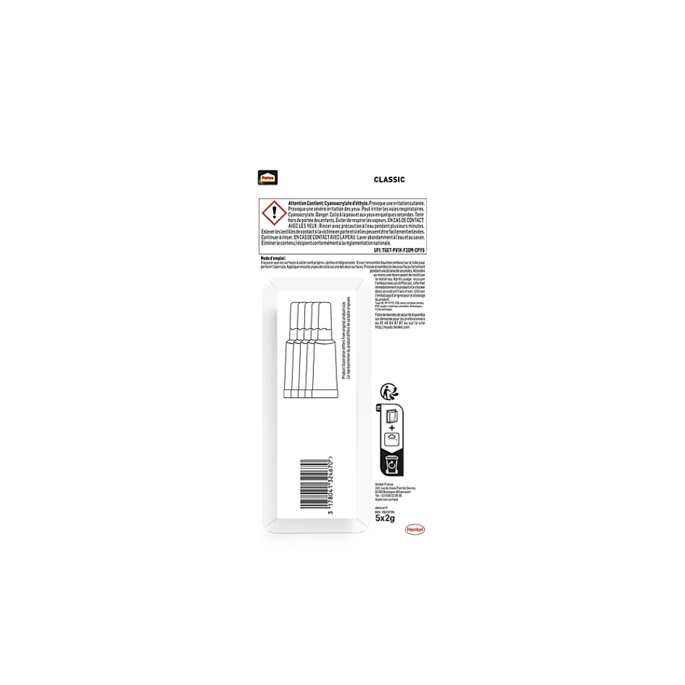 Pattex Colle-Colle Uni-Rapide Cyanoacrylate 2g - Lot de 5 pièces