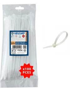 Velamp Colliers de fixation en nylon. Blancs. 2,5x200 - 100pces