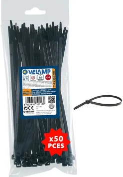 Velamp Fixation Et Raccordement Du Câble-Colliers de fixation en nylon. Noirs. 7,6x550 - 50pces