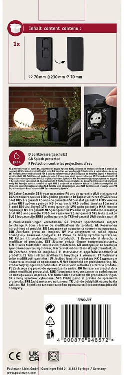 Paulmann Colonne de prises Rio Double IP44 Anthracite