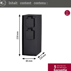 Paulmann Colonne de prises Rio Interrupteur crépusculaire IP44 Anthracite