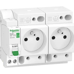 Schneider Electric Combiné disjoncteur + 2 prises modulaires courbe C phase + neutre 16A Resi9 XE