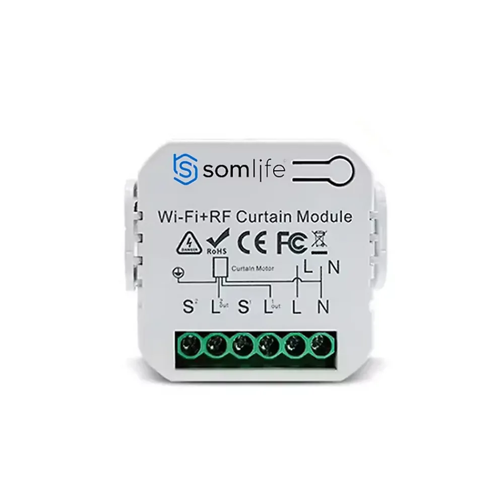 Somlife Commutateur de volet et rideau Wifi Rf Tuya Smart Life Module pour volet roulant 433 mhz