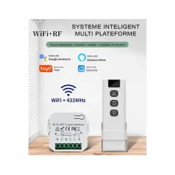 Somlife 2 Commutateurs de volet et rideau Wifi Rf Tuya Smart Life Module pour volet roulant 433 mhz et Télécommande