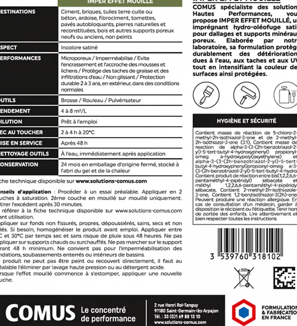Comus IMPER EFFET MOUILLE 20L - Protection hydrofuge et oléofuge -
