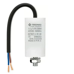 Tecnid Condensateur de démarrage pour moteurs électriques, 450V, capacité : 3,5 microfarad, avec câble de 15cm
