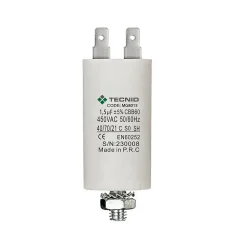 Tecnid Condensateur de démarrage pour moteurs électriques, 450 V, capacité : 1,5 microfarad, 4 broches/M8