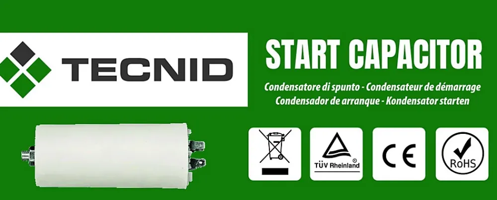 Tecnid Condensateur de démarrage pour moteurs électriques, 450 V, capacité : 1,5 microfarad, 4 broches/M8