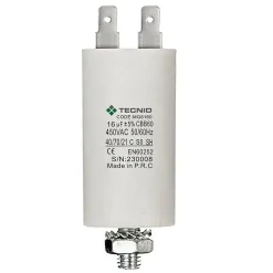 Tecnid Fusible-Condensateur de démarrage pour moteurs électriques, 450V, capacité : 16 microfarad, 4 broches / M8