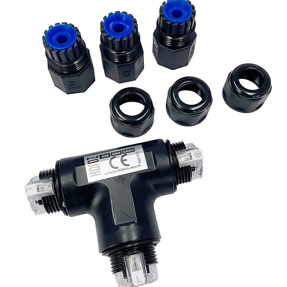 Horoz Electric Connecteur de Câble Étanche, IP68, en T, 0,5-2,5 mm², 16 A, 250 V, 2 pcs