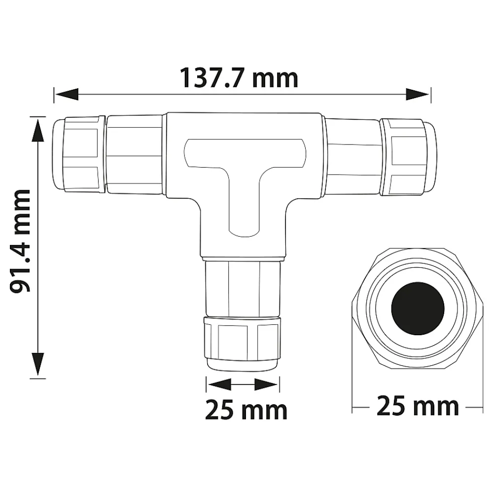 Horoz Electric Connecteur de Câble Étanche, IP68, en T, 0,5-2,5 mm², 16 A, 250 V, 2 pcs