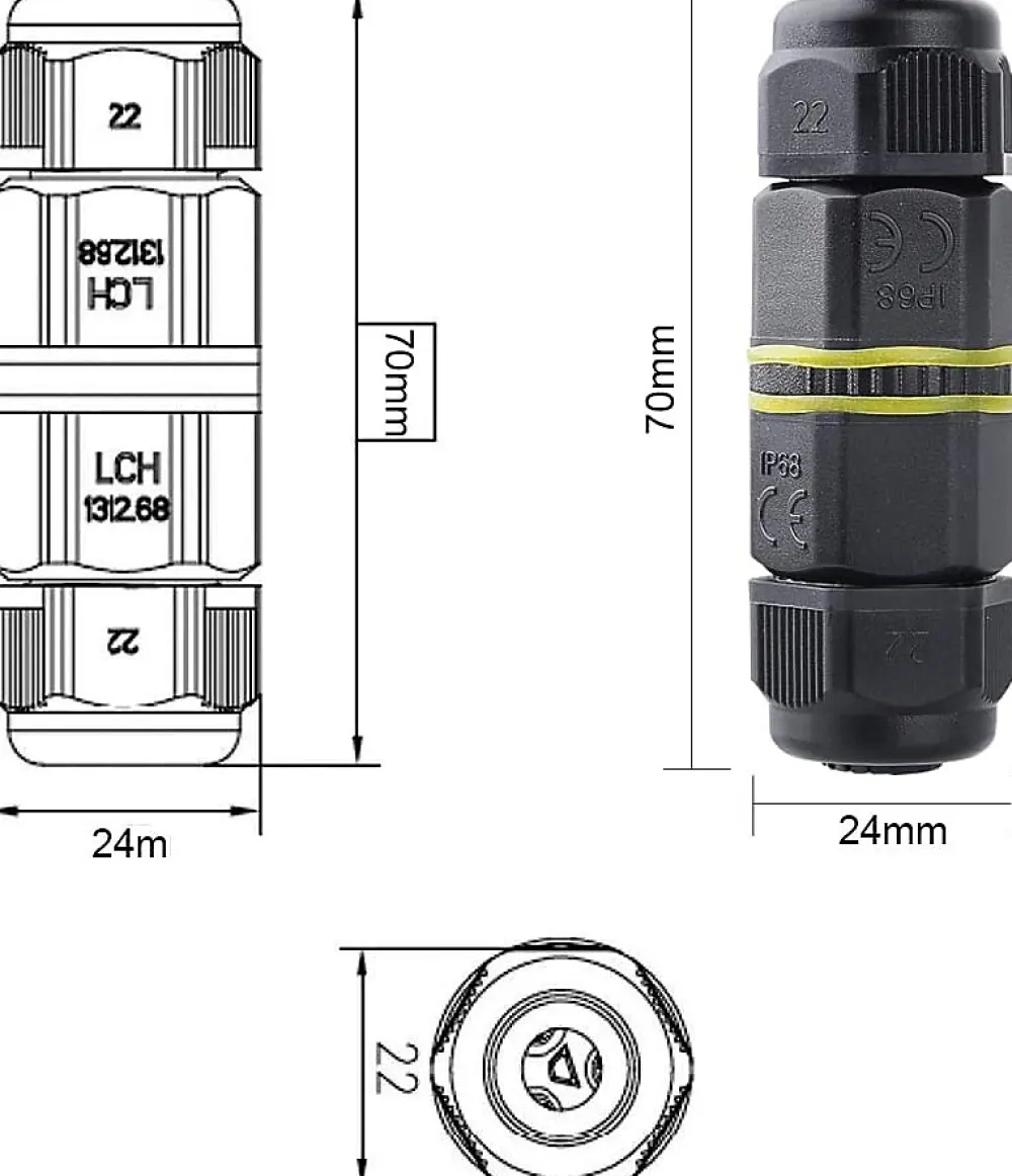 Velamp Fixation Et Raccordement Du Câble-Connecteur électrique 3 pôles, IP68