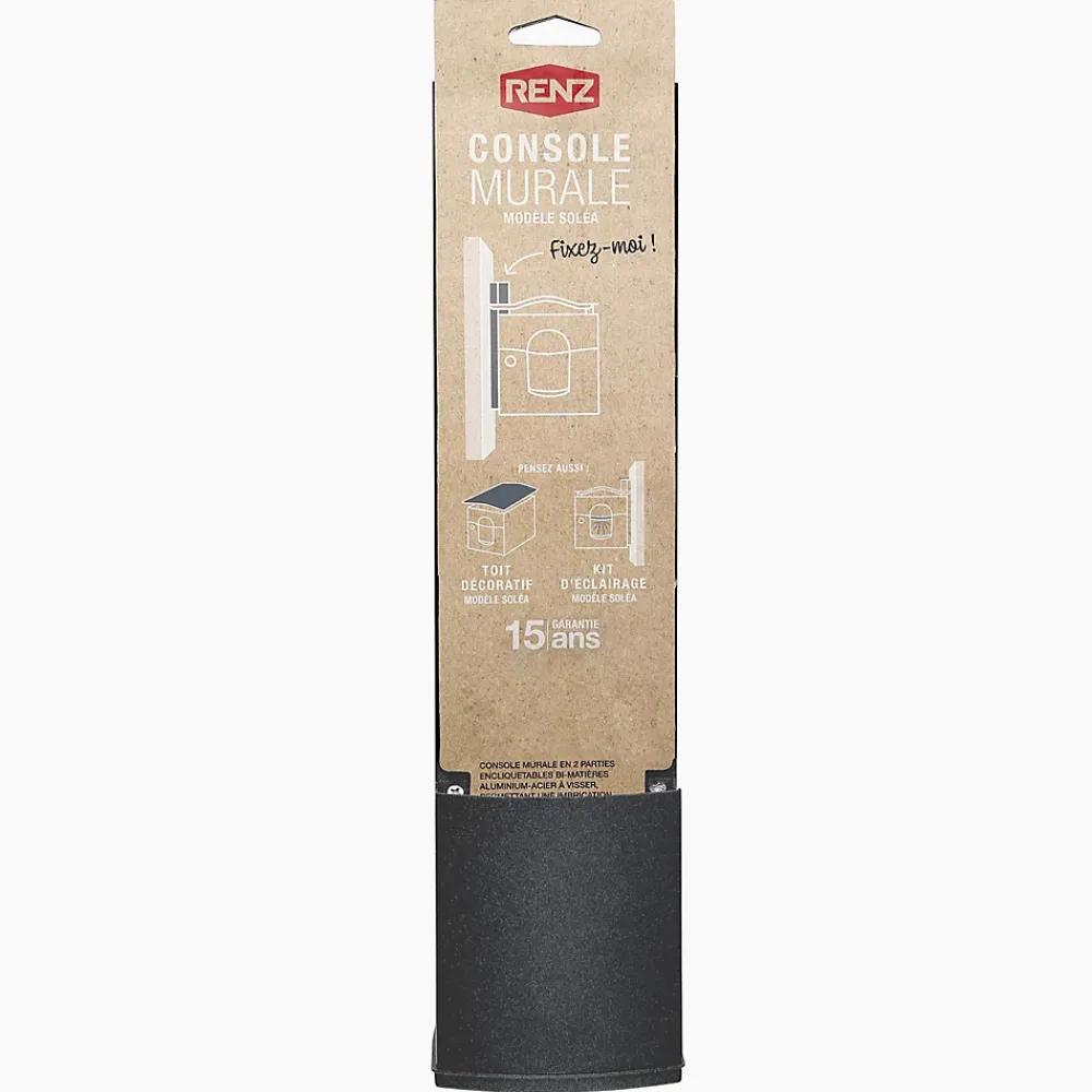 Renz Support De Boîte Aux Lettres-Console murale à visser Soléa Noir Sablé RAL 2100 MS