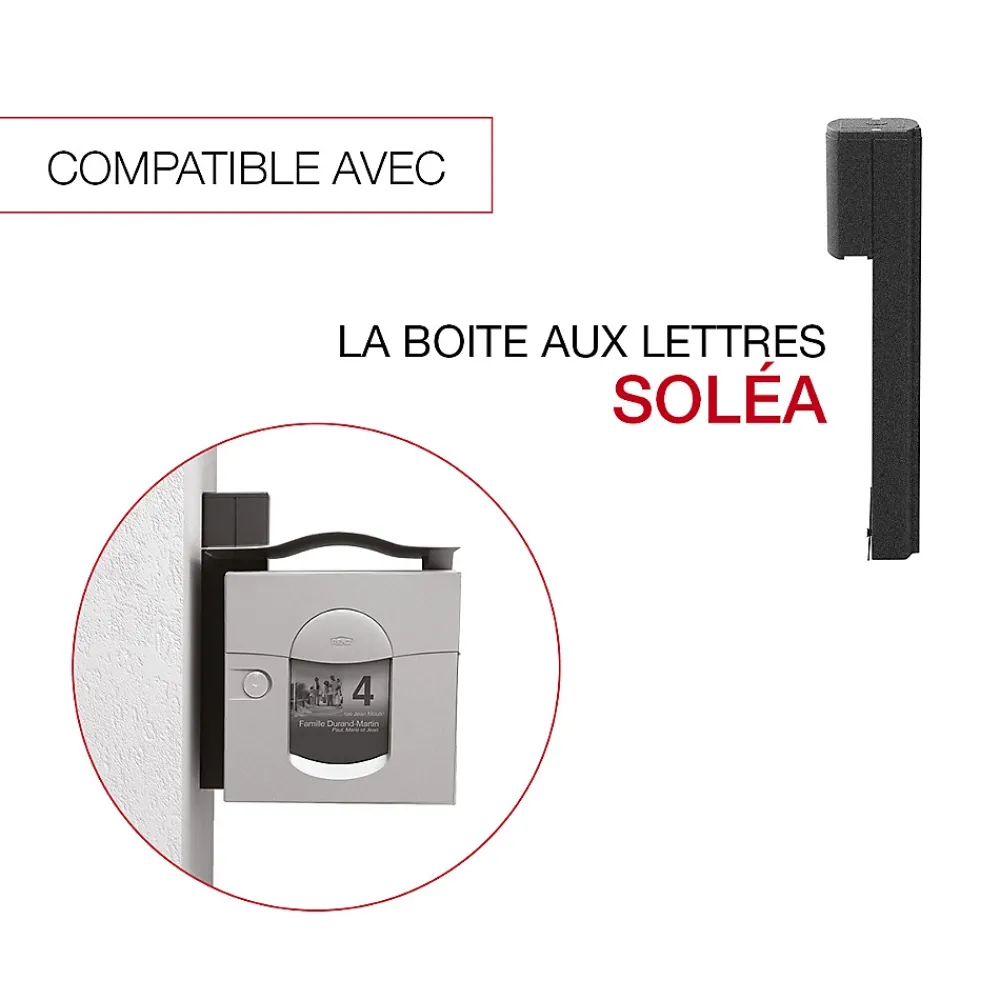 Renz Support De Boîte Aux Lettres-Console murale à visser Soléa Noir Sablé RAL 2100 MS