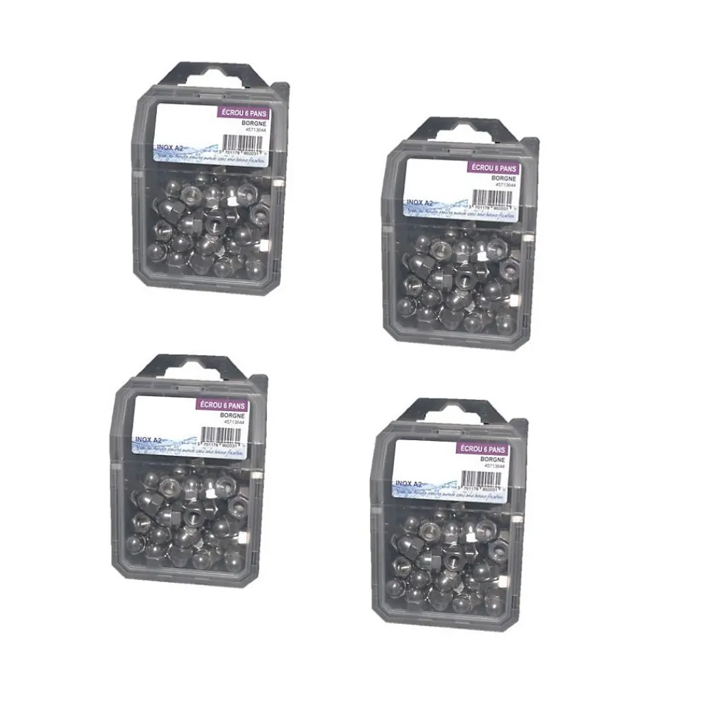 D-Work 4 Coques de 25 Ecrous Borgnes M12 mm - DIN 1587 - Inox A2 -