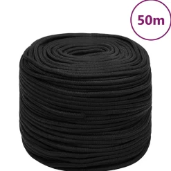 Vidaxl Corde, Fil Et Ficelle-Corde de bateau Noir complet 10 mm 50 m Polypropylène