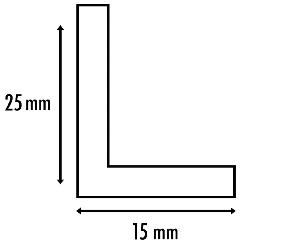 Homewell Cornière en alu 15mm x25mm x1.3mm, lg 1950mm (Laqué noir mat)
