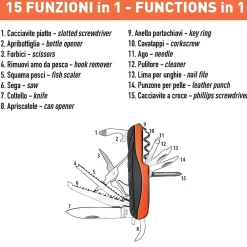 Ironguard Couteau multifonction 15 en 1. Orange