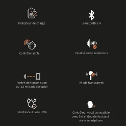 Kyf Enceinte, Écouteur Et Casque-Écouteurs Bluetooth réduction bruit ANC -45dB, ENC -40dB et boitier de charge