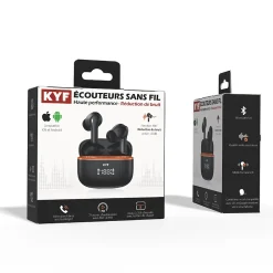 Kyf Enceinte, Écouteur Et Casque-Écouteurs Bluetooth réduction bruit ANC -45dB, ENC -40dB et boitier de charge