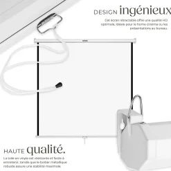 Tectake Écran de projection extensible mural en polyester blanc