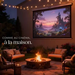 Tectake Écran de projection extensible mural en polyester blanc