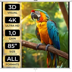 Tectake Écran de projection extensible mural en polyester blanc